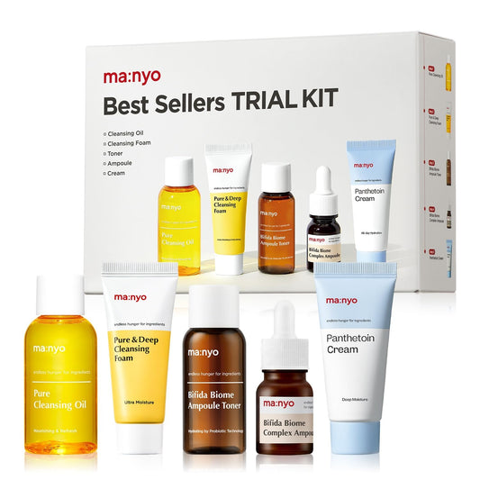 Best Sellers Kit | Travel Size Trial & Gift Set | Pure Cleansing Oil, Pure Cleansing Foam, Bifida Biome Ampoule, Bifida Biome Toner, Panthetoin Cream | Korean Skin Care, Skin Repair Solution