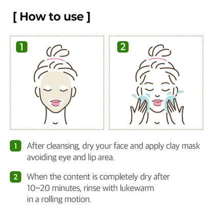 Super Matcha Pore Clean Clay Mask - 3.52Oz, 100G - Made from Match Water for Sensitive Skin - Skin Moisturizing Effect with Sebum and Pore Care - Korean Skin Care
