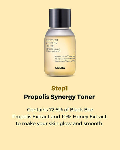 Honey Glow Kit, Korean Skin Care Set with Propolis Facial Toner, Serum, & Cream, Mini Travel Essentials, Deep Moisture, Hydration, Nourishment, Travel Size Gift Set, Korean Skin Care