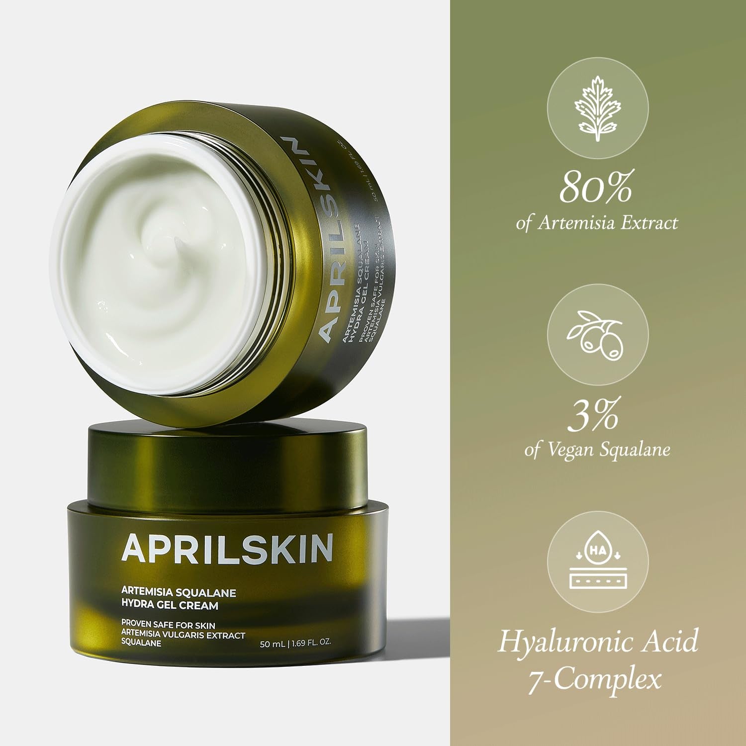 Artemisia Squalane Hydra Gel Cream | Dry, Sensitive, Acne-Prone Skin | Vegan, Cruelty Free, Low Ph, Soothing & Firming up | 50 Ml | No Sulfates and Artificial Fragrance
