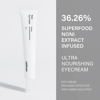 Real Noni Eye Cream | with Noni Extract & Bakuchiol (Retinol), anti Aging, for Wrinkle, Crows Feet & under Eye, Dark Circles, Brightening, Hydrating, Sensitive for Skin, 20Ml