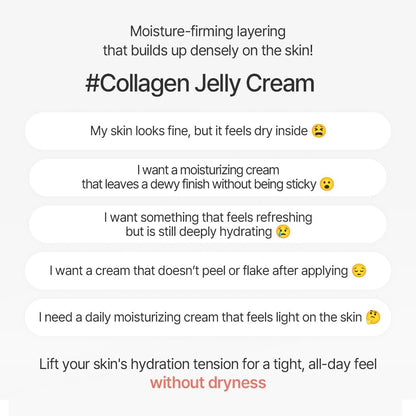 PDRN Collagen Cream 1.69 Fl. Oz / 50Ml Radiance with Plant-Based PDRN, Collagen Peptides Hyaluronic Acid Lightweight Korean Gel Moisturizer Elasticity Korean Glass Skin Care