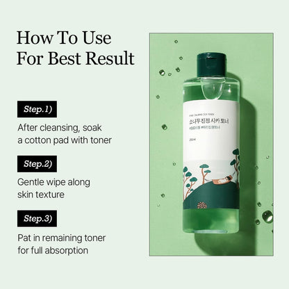 Pine Calming CICA Toner 8.45 Fl Oz, Low-Acidic Hydrating Toner for Face with Pine CICA, BHA + LHA, and Hyaluronic Acid for Soothing, Exfoliating, and Restoring Skin Balance, Korean Skincare