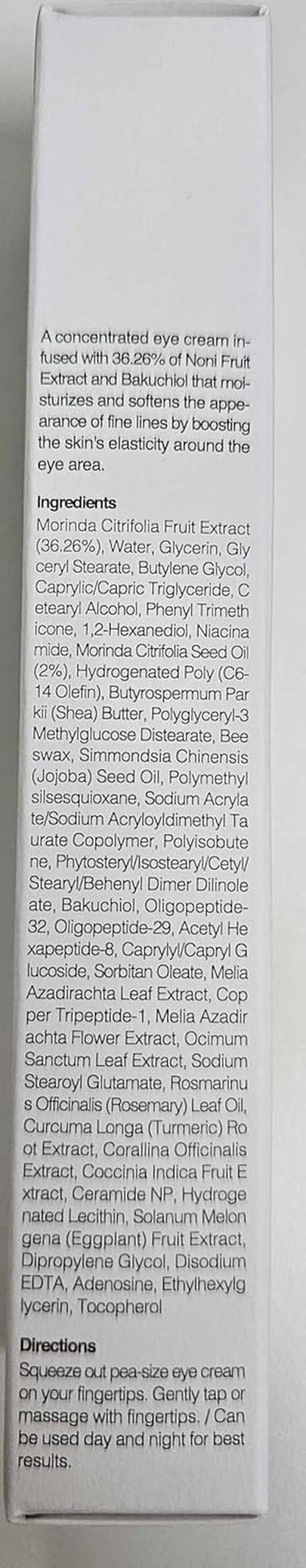 Real Noni Eye Cream | with Noni Extract & Bakuchiol (Retinol), anti Aging, for Wrinkle, Crows Feet & under Eye, Dark Circles, Brightening, Hydrating, Sensitive for Skin, 20Ml