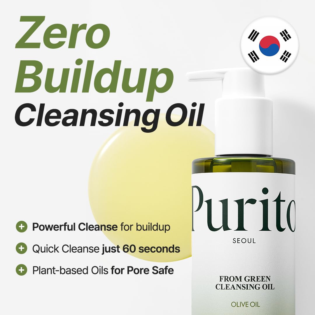 from Green Cleansing Oil, Fragrance-Free Makeup Remover for Face & Eyes, Gentle Vegan Oil Cleanser for Sunscreen & Waterproof Makeup, Cruelty-Free Korean Skin Care, 6.76 Fl.Oz / 200Ml