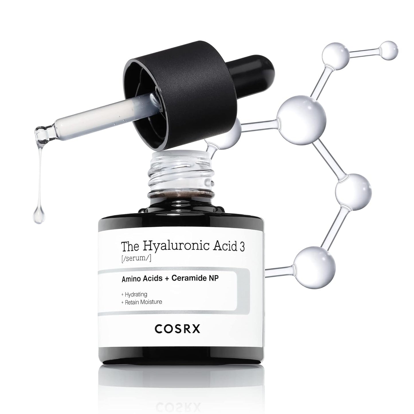 Pure Sodium Hyaluronic Acid 3% Serum, Hydration & Moisture Boosting Facial Serum for Fine Lines & Wrinkles, Plump & Repair Dry Skin, 0.67Fl.Oz/20Ml, No Artificial Fragrance, Korean Skin Care