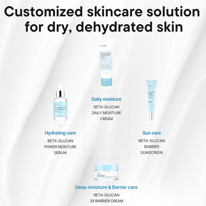 Beta-Glucan Water Barrier Moisture Daily Sunscreen Matte & No White Cast SPF 50+ PA++++ Vegan Lifting & Plumping Moisturizing Daily Sun Cream for Dry Oily Sensitive Skin Korean Skincare