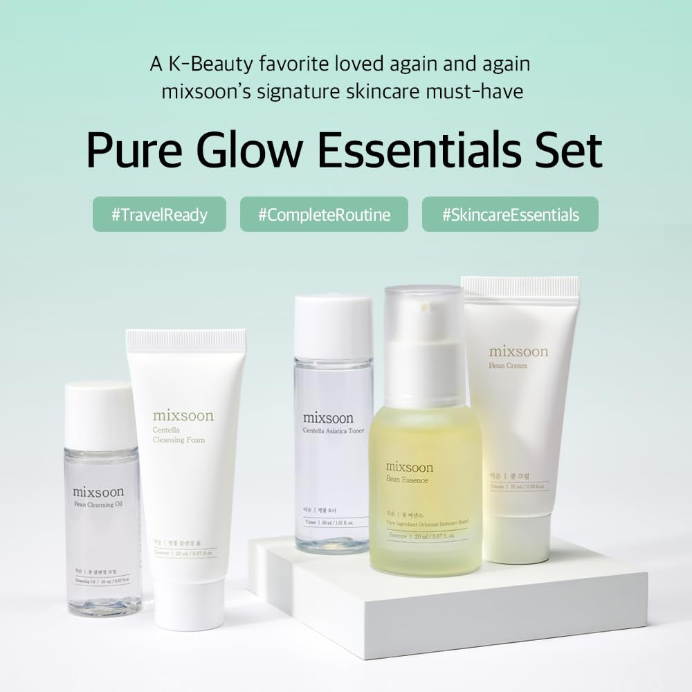 Pure Glow Essentials Set, 5-Step Skincare Kit, Gentle & Hydrating, for All Skin Types, 5 Items Korean Glass Skin Care 29.57 Fl. Oz.