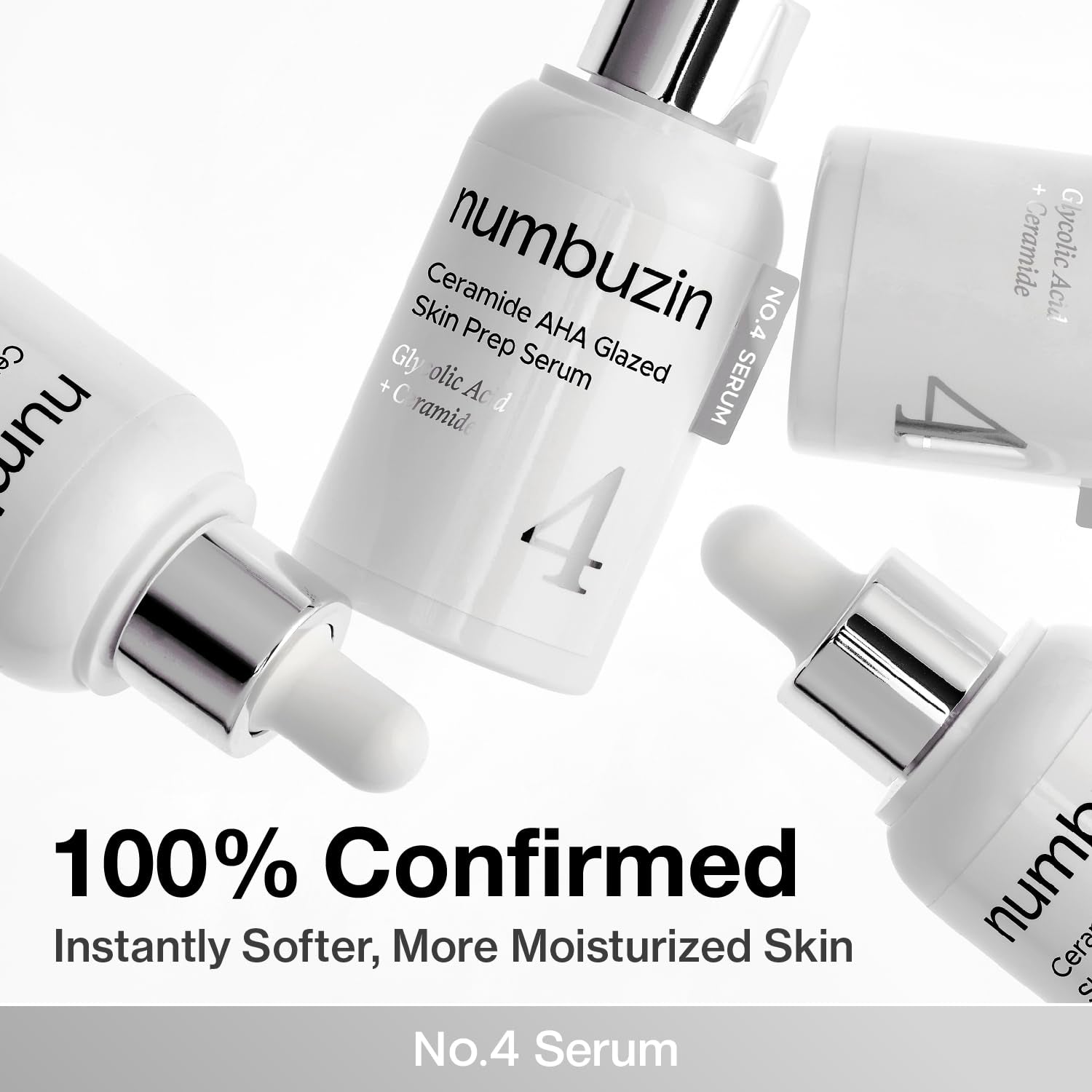 No.4 Serum | Ceramide AHA Glazed Skin Prep Serum | Exfoliating, Skin Barrier Repair, Face Peel, Korean Glass Face | Glycolic Acid, PHA, Ceramides, Panthenol | 1.01 Fl.Oz